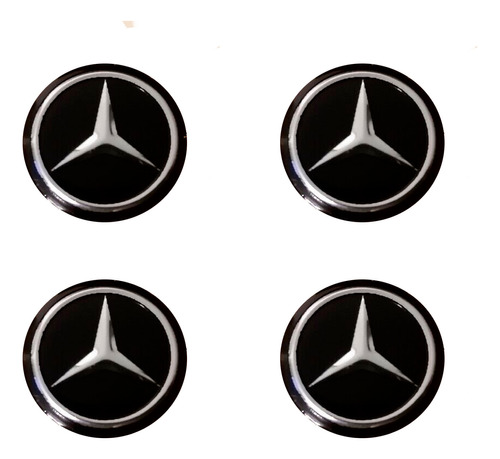 Set 4 Emblemas Mercedes Benz Llave Carcaza 14mm Adhesivo