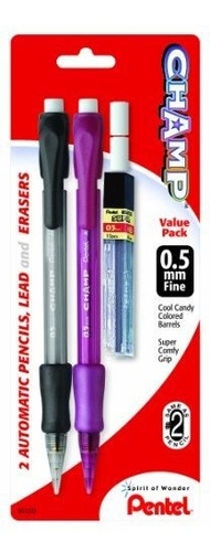 Portaminas 0.5mm Pentel Champ Con And 2 Erasers Assorted Bar