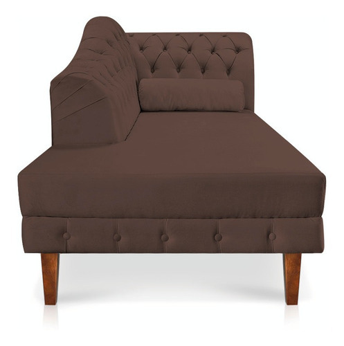 Divã Recamier Mônaco 165 Cm Suede Pés Chanfrado D'rossi Cor Marrom