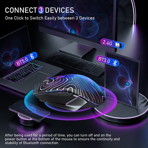 Mouse Sem Fio Para Jogos Solakaka Sm10 Rgb Tri-modes Bt5.0