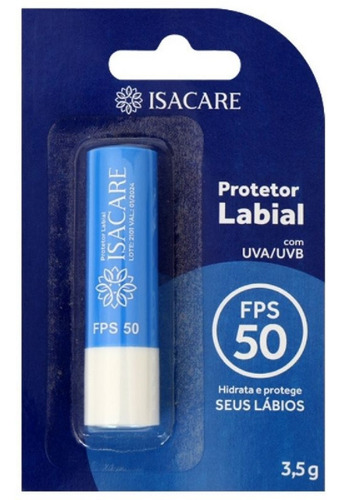 Protetor Solar Labial Fps 50 Sem Cor Isacare 3,5g