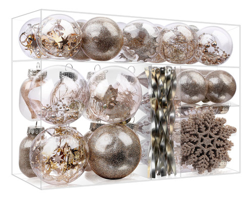 Esferas De Plastico Para Arbol De Navidad 52 Piezas Champan