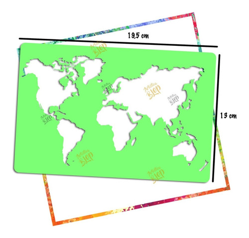 Stencil Planisferio Mapa Paises P/pincel Taponador Aerografo