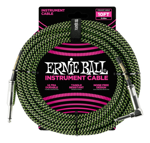 Cable Ernie Ball Mallado De 7,62 Metros Para Instrumentos