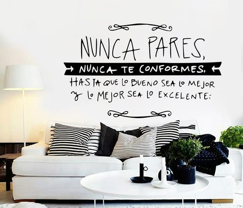 Vinil Decorativo Para Pared Frases Letras Nunca Pares...