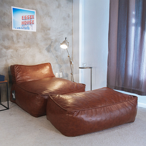 Sillón Loft Con Taburete Cómodo Acabado Tactopiel
