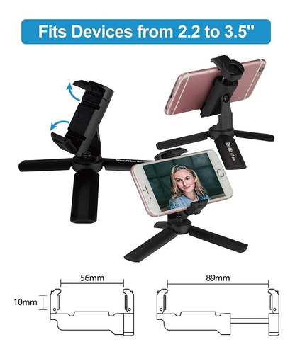 Imagen 6 de 10 de Mini Tripode Selfie Stick + Soporte Smartphone Phottix Mt-1