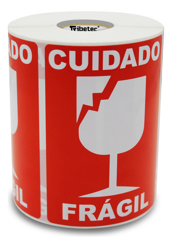 Etiqueta Frágil Cuidado (102x76 Mm) Rollo C/ 500 Pzas Color Rojo