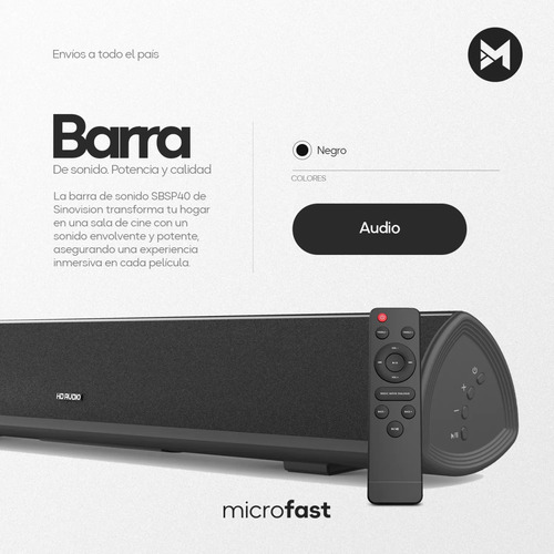 Barra De Sonido Bluetooth De 40w Sn-sp40 Sinovision