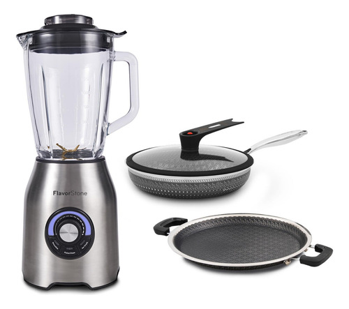 Juego De Sartenes 3 Piezas + Licuadora Flavorstone Bundle 2l Negro