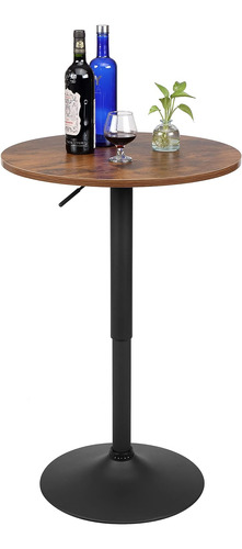 23.6inches Round Cocktail Bar Table With Metal Base, Ta...