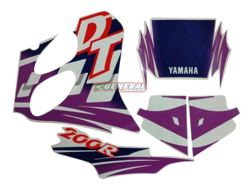 Kit Adesivo Jogo Faixas Moto Yamaha Dt 200r 1997 Pink Branca