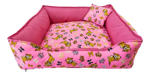 Caminha Pet Cachorro Gato Quadrada Estampada 62x62x18 G Rosa