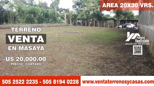 Imagen 1 de 6 de Venta De Terreno En Masaya