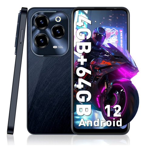 White Shark A61 Black Phone Dual Sim 64 GB Ram 4 GB Rom Android 12.0 Battery 5000 mah 6.56 pulgadas Hd 13 MP Doble Cámara Smartphone