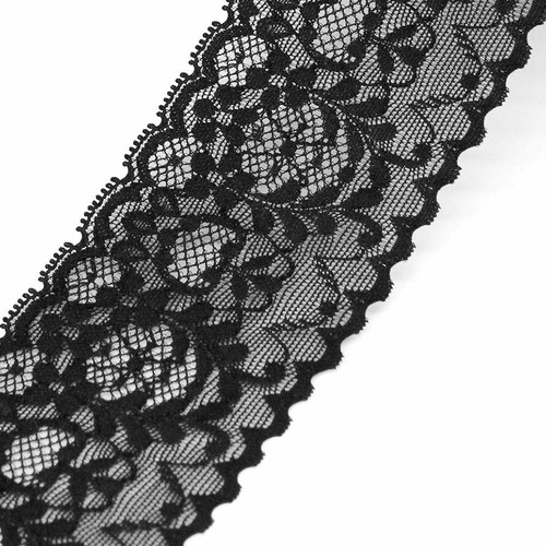 2 1 2  Ancho Elastico Sweet Black Floral Lace The Yard