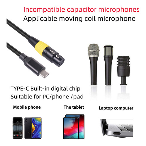 Cable Usb C A Xlr Hembra C Macho A Microp Hembra Xlr De 3 Pi