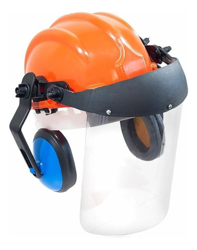 Capacete Com Abafador+viseira Plastcor Laranja C403311  