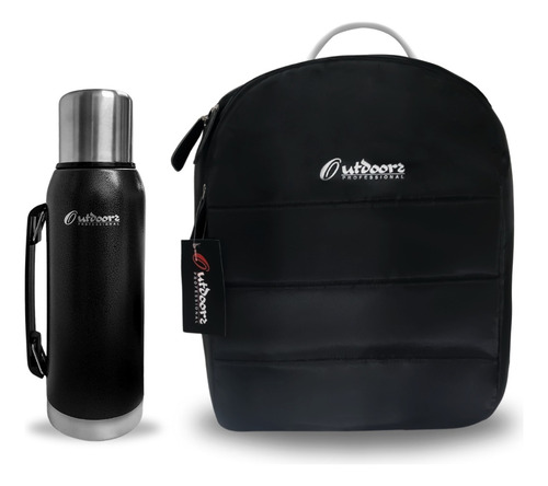 Combo Matero Mochila + Termo Acero Inox 1lt Bolso Viaje Mate Outdoors Professional