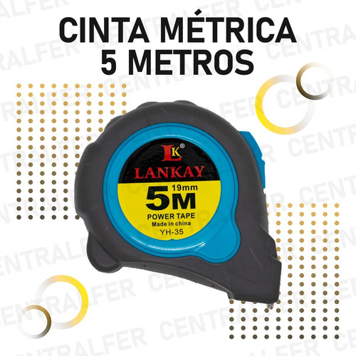 Cinta Métrica 5m Freno Seguridad Clip Metálico 19mm Fleje An
