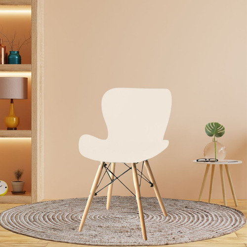 Kit 2 Capas Para Cadeira Eames Eiffel Slim Office Malha Gel Cor Creme/palha Desenho Do Tecido Liso