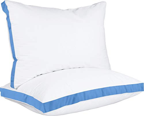 Paquete De 2 Almohadas Acolchadas Elegante Franja Azul Queen