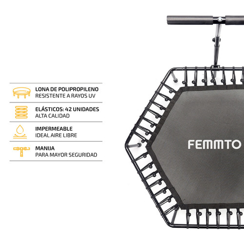Imagen 2 de 11 de Mini Trampolin Gimnasia Fitness Jumping Minitramp Gym 1 M Color Negro