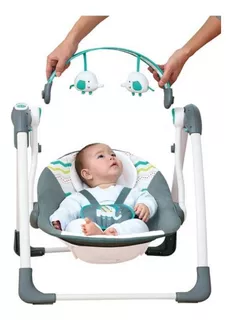 Mecedora Columpio Para Bebe Musical Automatica Infanti Color Verde Y Rosado Silla Mecedora Nido