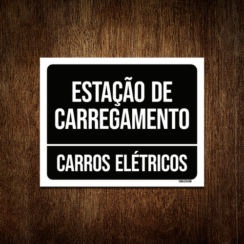 Placa Estação Carregamento Carros Elétrico 18x23