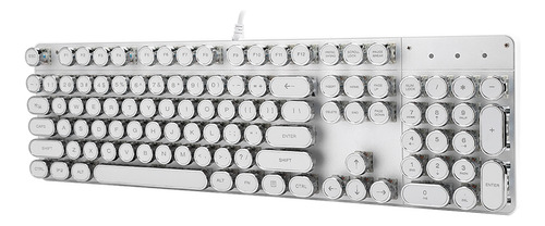 Teclado 9005 Branco Mecânico Retrô Com Tampa Redonda