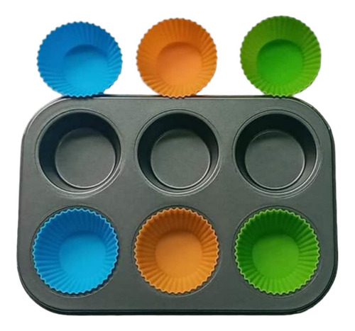 * Molde Charola 6 Cupcakes + Capacillos Silicon M1 Fondant