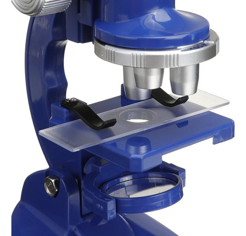 Microscopio Para Estudiantes Principiantes Con Accesorios Color Azul