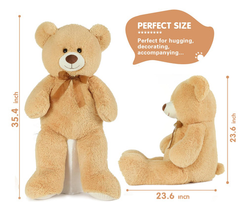 Oso De Peluche Gigante Morismos De 90 Cm, Color Marrón Claro