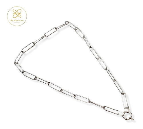 Imagen 3 de 9 de Cadena Plata Eslabon Oval Con Marinero 45 Cm