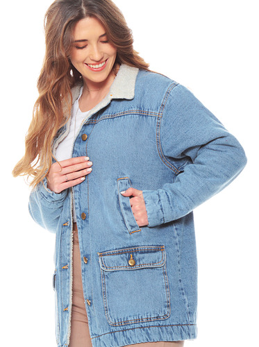 Chaqueta Wados Manga Larga Denim Forrada Bolsillos Delantero