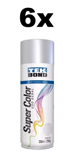 Tinta Acrílica Spray Pintura 350 Ml Tek Bond Alumínio (6 Un)