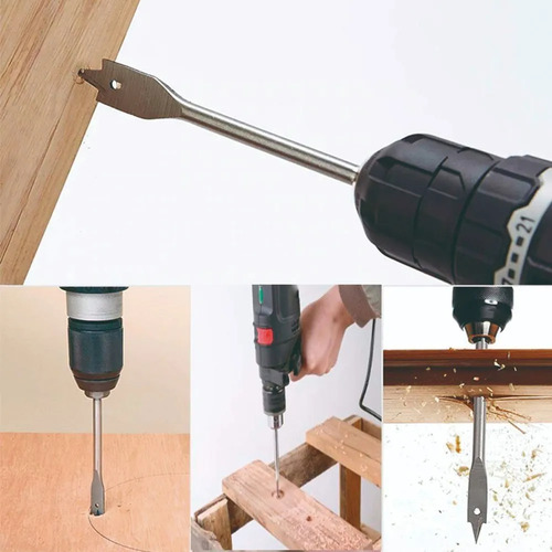 Set 6 Mecha Broca Paleta Madera Plana Carpintera Para Madera