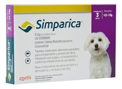 Antipulgas Antigarrapas Simparica 2.5-5 Kg Caja X3 Original