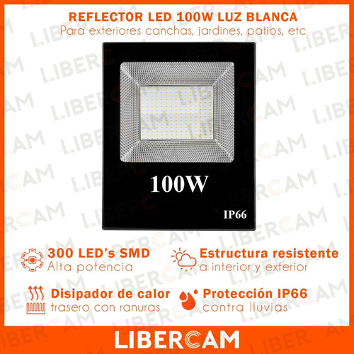 Imagen 3 de 10 de Reflector Led 100w Exterior Alta Potencia Multiled Ip66 Frio