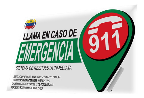 Letrero 911 Llamada De Emergencia Reglamentario 60 X 40 Pvc