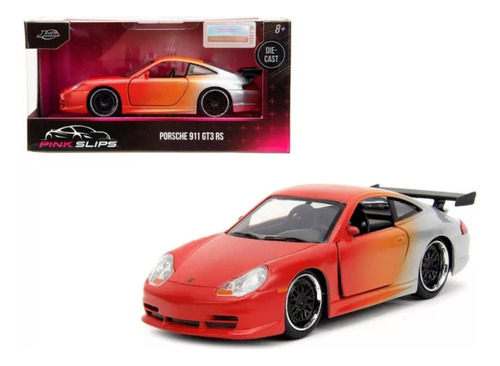 Jada 1:32 Porsche 911 Gt3 Rs Naranja / Blanco Pink Slips