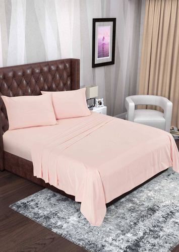 Sábana King Size Andrea Home Color Rosa Con 4 Piezas