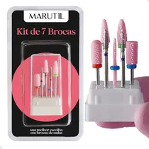 Comprar Kit 7 Broca de Unha Cerâmica Rosa e Diamantada 718 720, Linha Profissional Marutil para Manicure, Pedicure e Nail Art, Unha de Gel, Fibra de Vidro, Acrílico, Lixa Unha para Lixadeira e Motor Elétrico