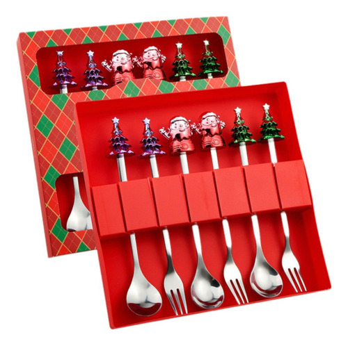 2 Juego De 6 Cubiertos De Navideños Con Caja Para Estilo B