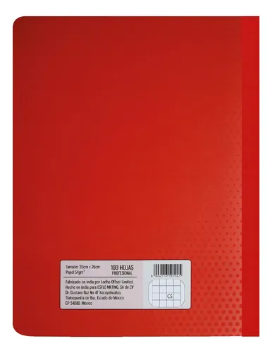 Cuaderno Profesional Cuadro Chico Cosido 100h 6-pack Ferrini Color Rojo