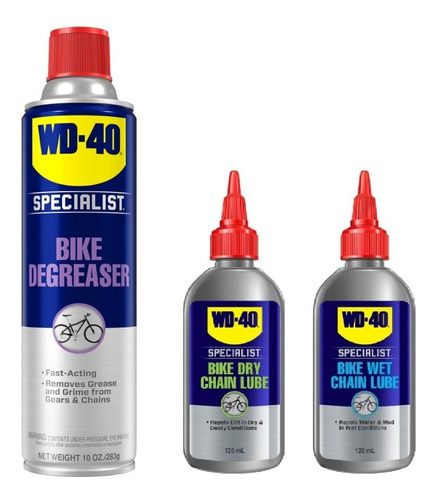 Kit X 3 Desengrasante Espuma + Aceites (wet/dry) Wd40 Bike
