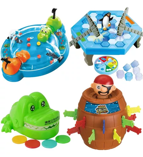 Kit Jogo Pinguim Quebra Gelo + Jogo Pula Macaco + Jogo Pula Pirata Barril -  Desconto no Preço