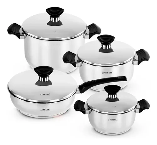 comprar Set De Ollas Finezza 8pcs Fz1004ts Acero Inoxidable T\u002Facero