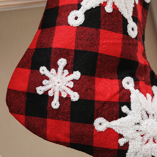 Calcetín Navideño A Cuadros Con Forma De Copo De Nieve