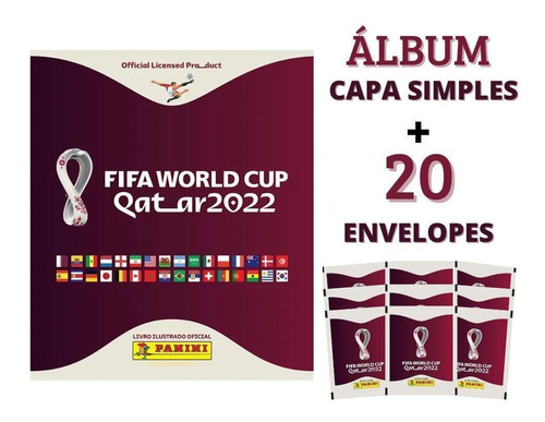 Album Copa 2022 Qatar + 20 Envelopes Figurinhas Panini